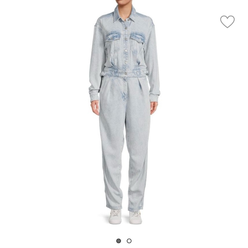 DENIM LUSTRE BALLOON SLEEVE JUMPSUIT IN ISADORA